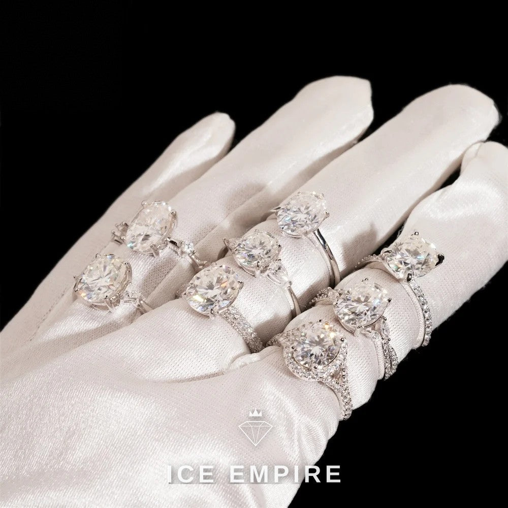 Iced Out 925 Silver Moissanite Engagement Ring
