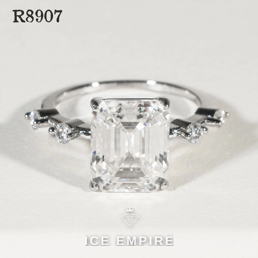 Iced Out 925 Silver Moissanite Engagement Ring