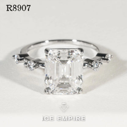 Iced Out 925 Silver Moissanite Engagement Ring