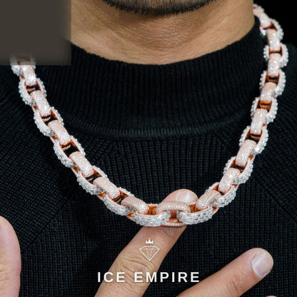 Iced Out Rose Gold Plated Moissanite Cuban Chain