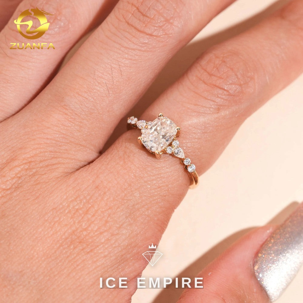 Iced Out 10K Gold Moissanite Engagement Ring