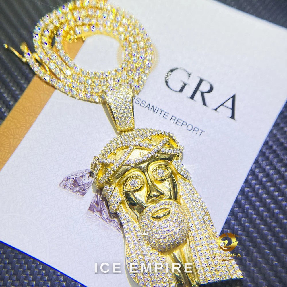 Iced Out Rose Gold Plated Moissanite Pendant