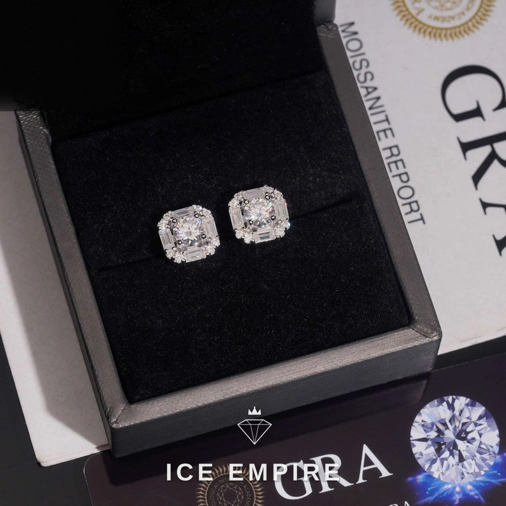 Iced Out 925 Silver Moissanite Earrings