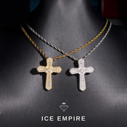 Iced Out Cross Gold Plated Moissanite Pendant