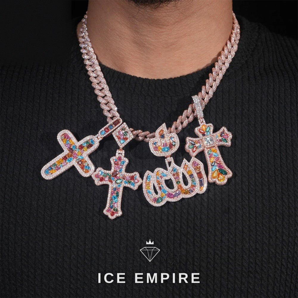 Iced Out Cross 925 Silver Pendant