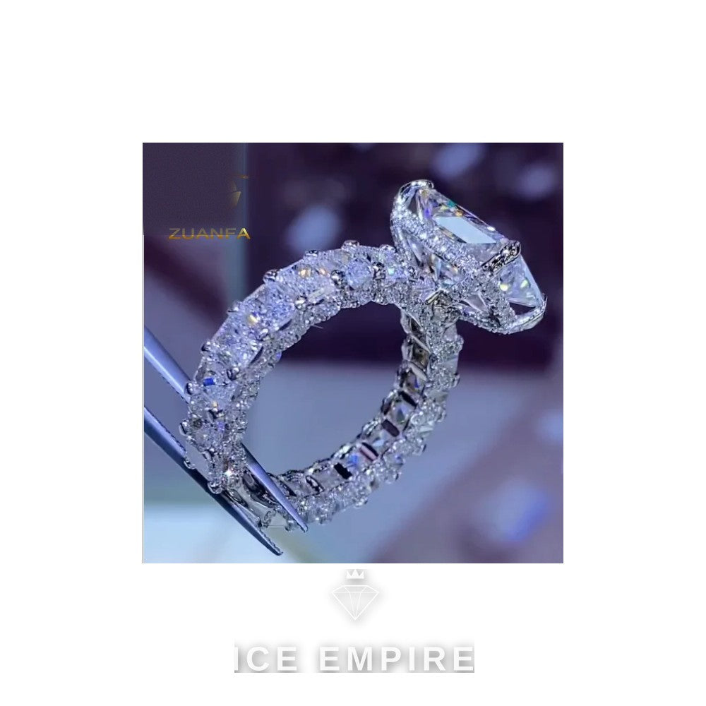 Iced Out 925 Silver Moissanite Wedding Band