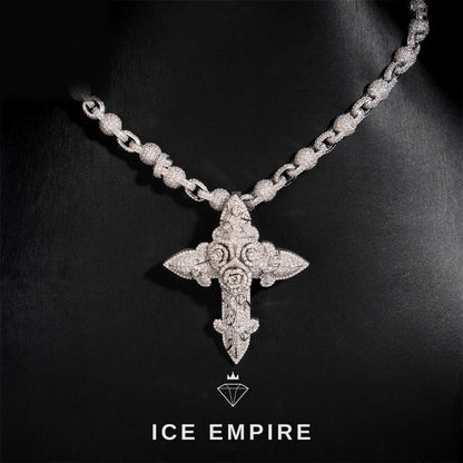 Iced Out Cross Rose Gold Plated Moissanite Cuban Chain