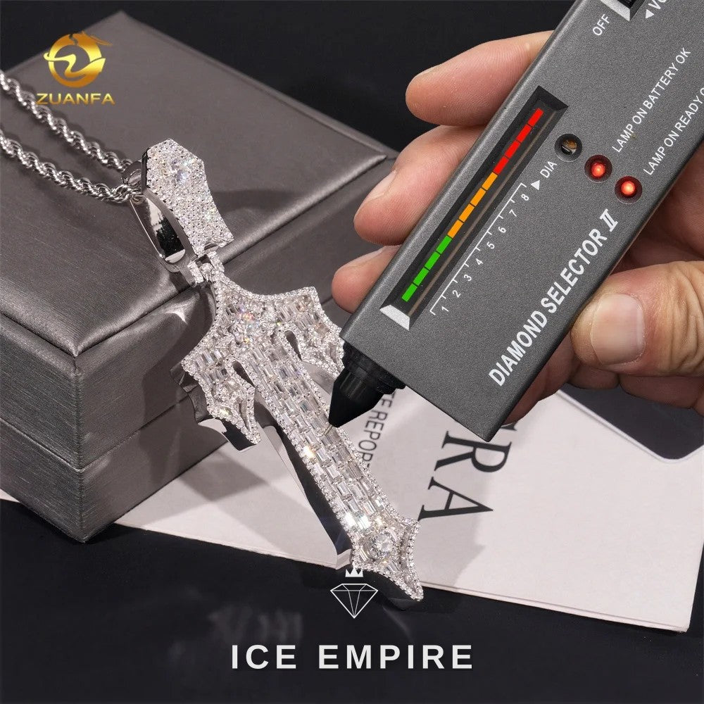 Iced Out Baguette 925 Silver Pendant