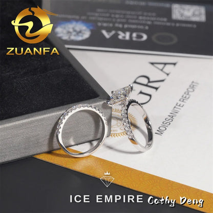Iced Out 14K Gold Moissanite Wedding Band