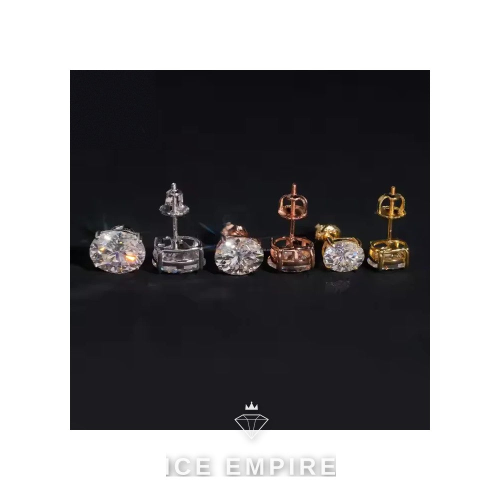 Iced Out Rose Gold Plated Moissanite Stud Earrings