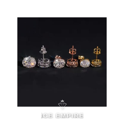 Iced Out Rose Gold Plated Moissanite Stud Earrings