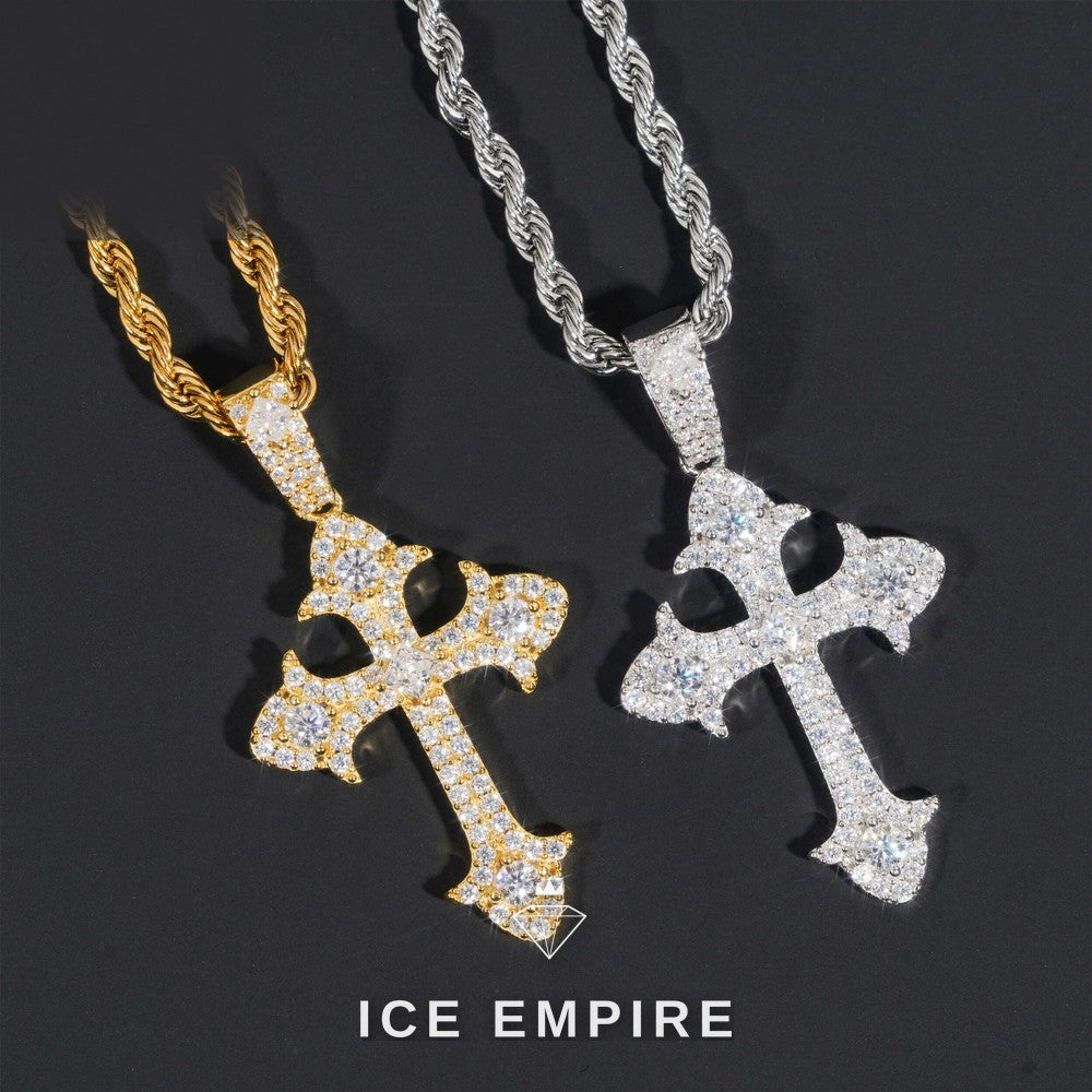 Iced Out Cross 925 Silver Moissanite Pendant