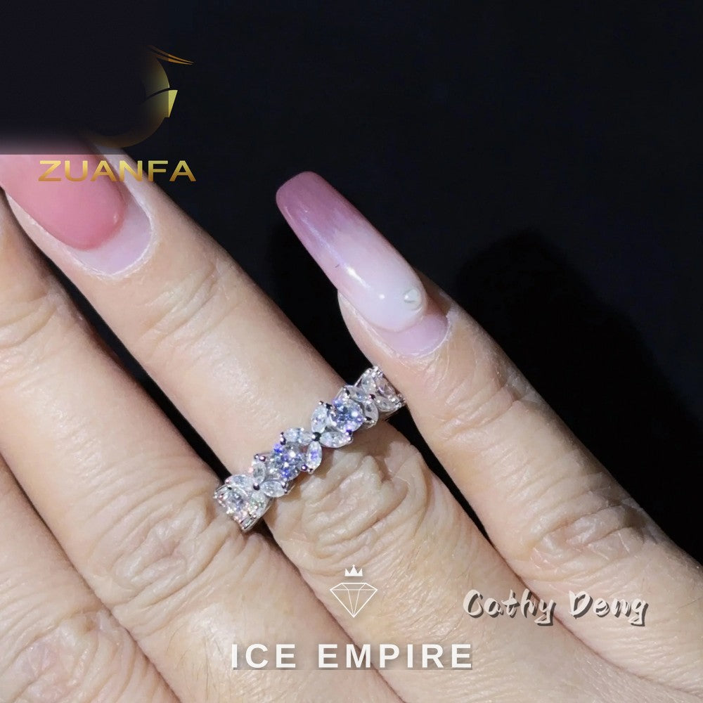Iced Out 925 Silver Moissanite Engagement Ring