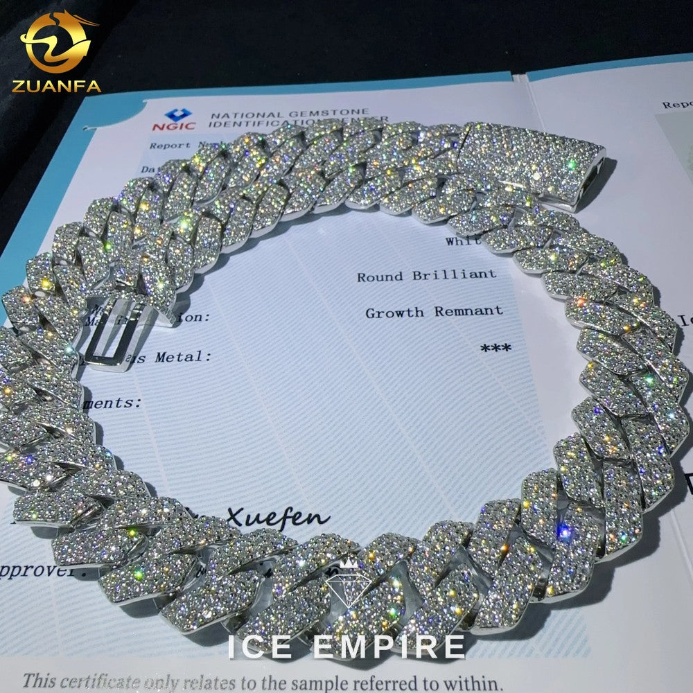 Iced Out 925 Silver Lab Grown Diamond Cuban Chain
