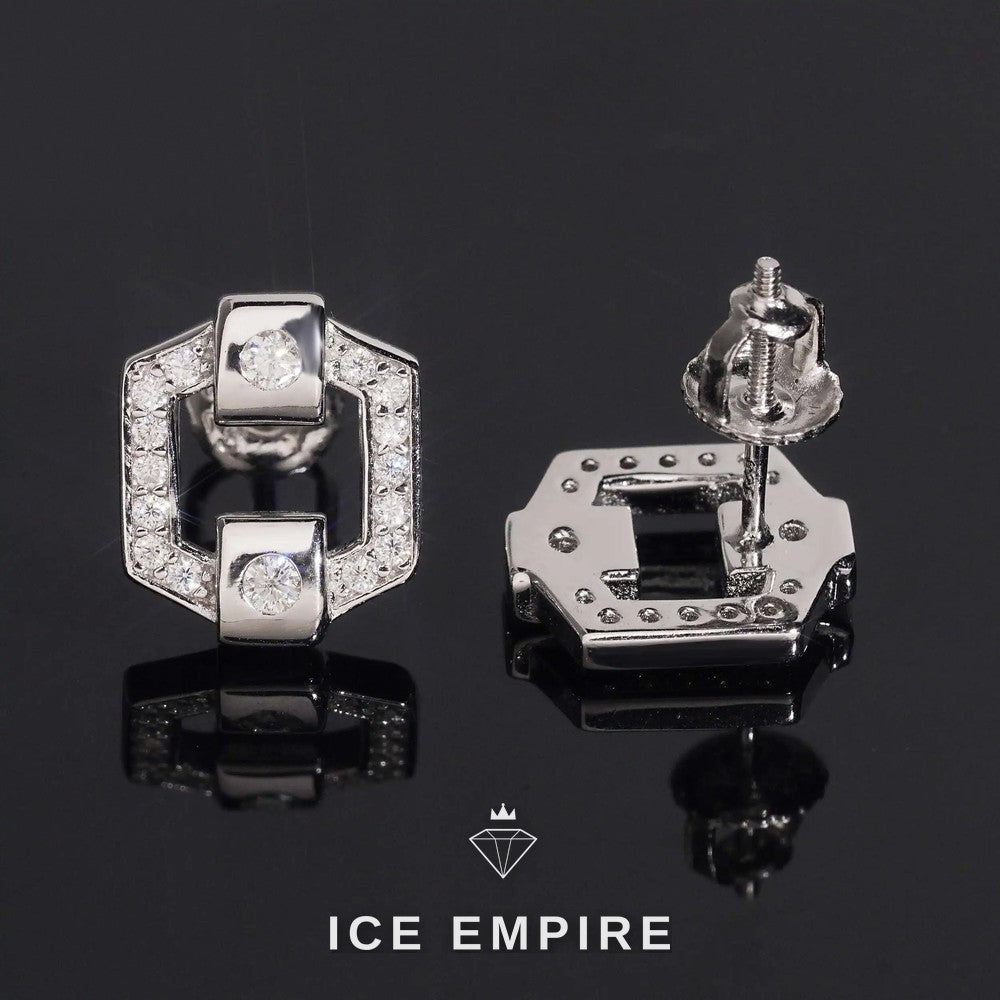 Iced Out 14K Gold Moissanite Stud Earrings