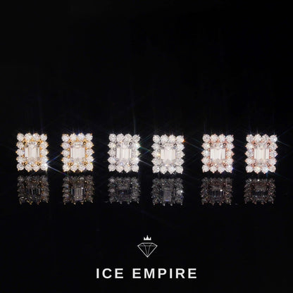 Iced Out Cluster Gold Plated Moissanite Stud Earrings