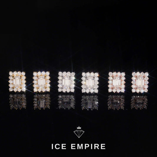 Iced Out Cluster Gold Plated Moissanite Stud Earrings