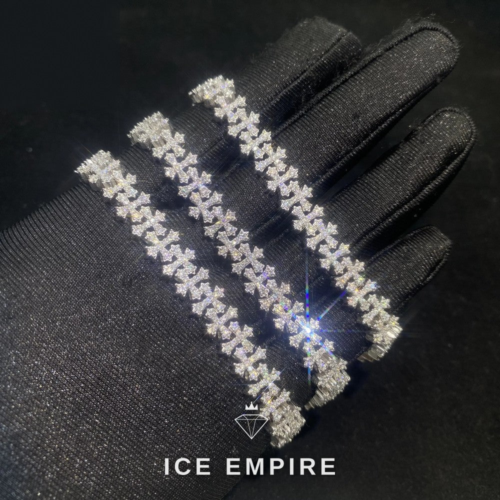 Iced Out Cross 925 Silver Moissanite Cuban Chain