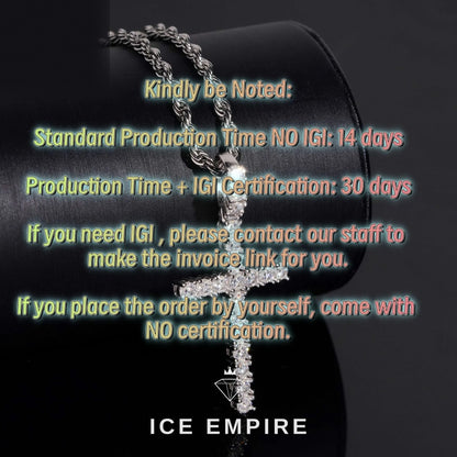 Iced Out Cross 925 Silver Lab Grown Diamond Pendant