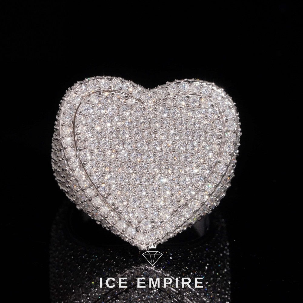 Iced Out Heart 925 Silver Lab Grown Diamond Pendant