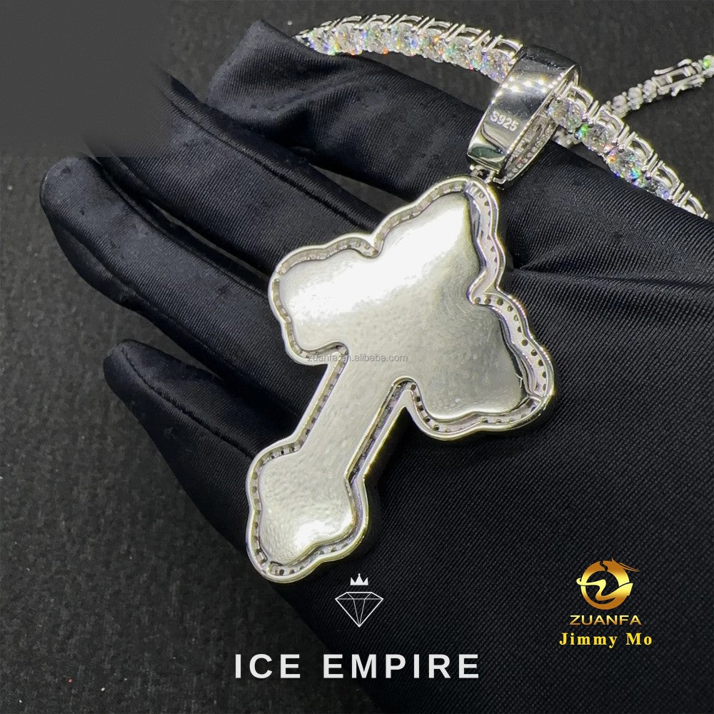 Iced Out Baguette 925 Silver Moissanite Pendant