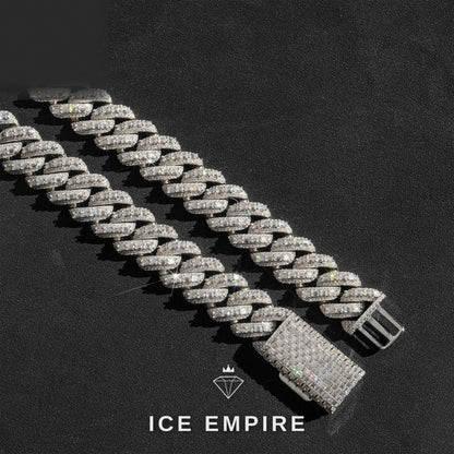 Iced Out Baguette 18K Gold Moissanite Cuban Chain