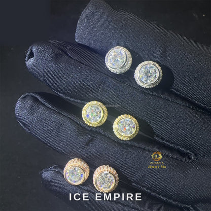 Iced Out Rose Gold Plated Moissanite Stud Earrings