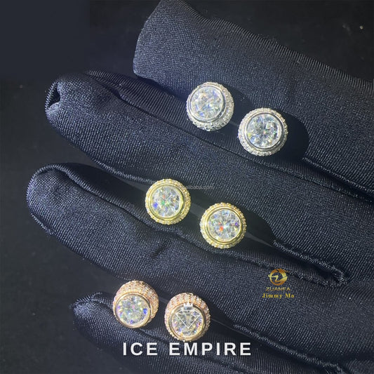 Iced Out Rose Gold Plated Moissanite Stud Earrings