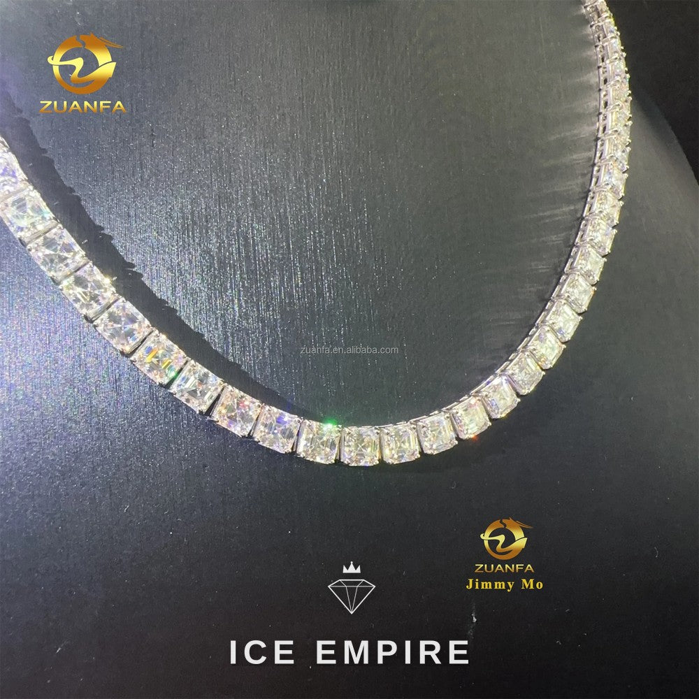 Iced Out Cluster 925 Silver Moissanite Cuban Chain
