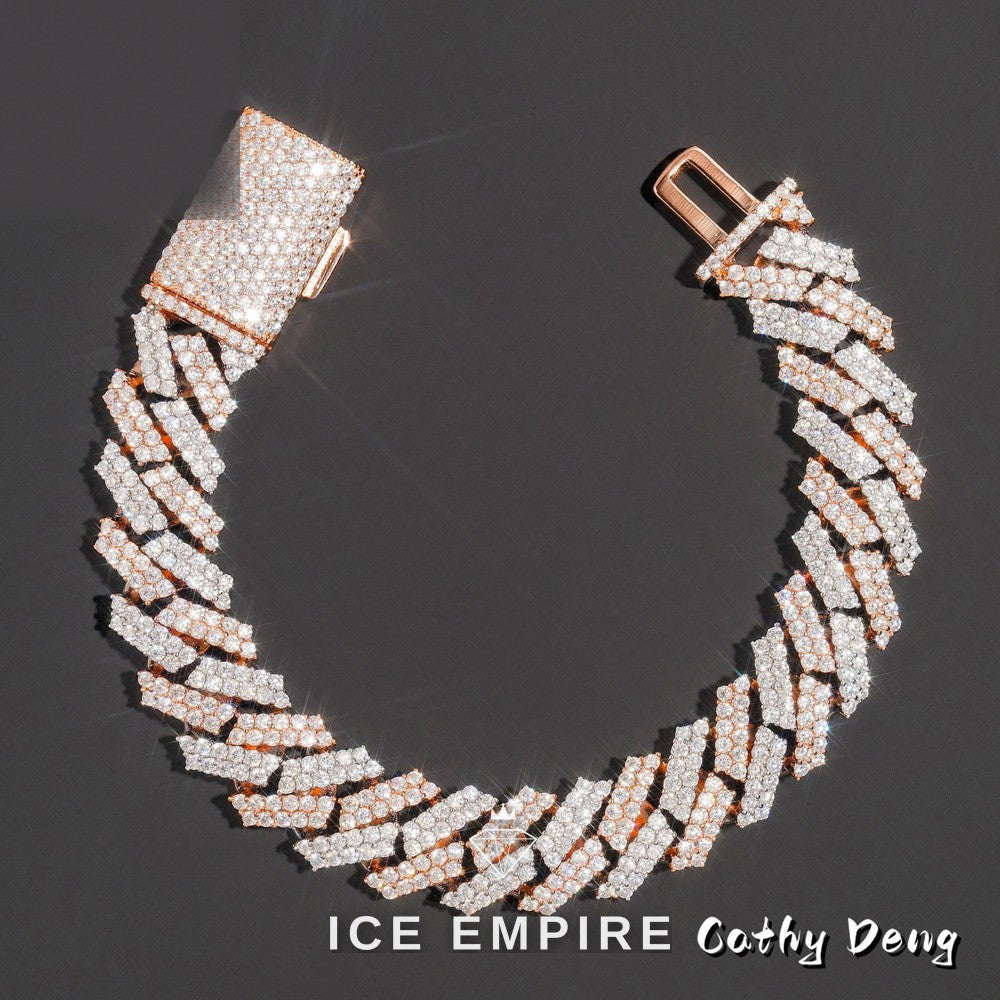 Iced Out Rose Gold Plated Moissanite Cuban Chain