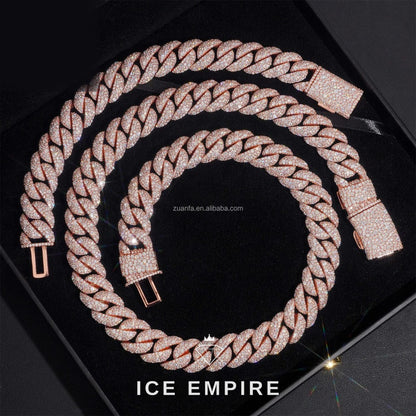 Iced Out Rose Gold Moissanite Cuban Chain