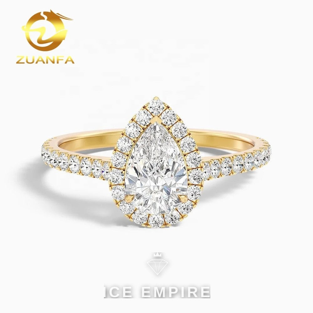 Iced Out 14K Gold Lab Grown Diamond Engagement Ring