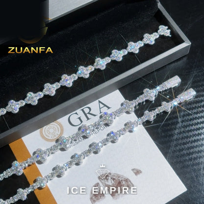 Iced Out Cross 925 Silver Moissanite Cuban Chain
