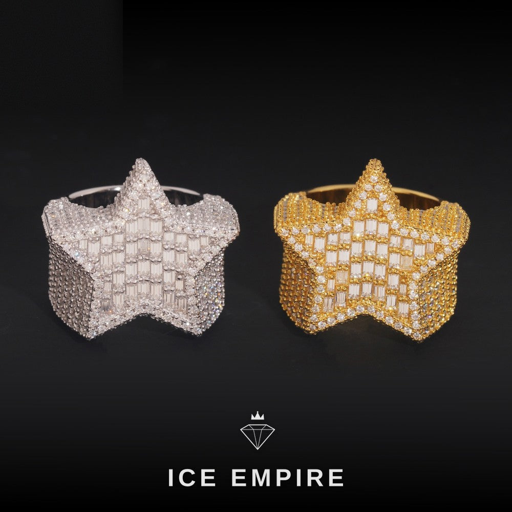 Iced Out Baguette Rose Gold Plated Moissanite Ring