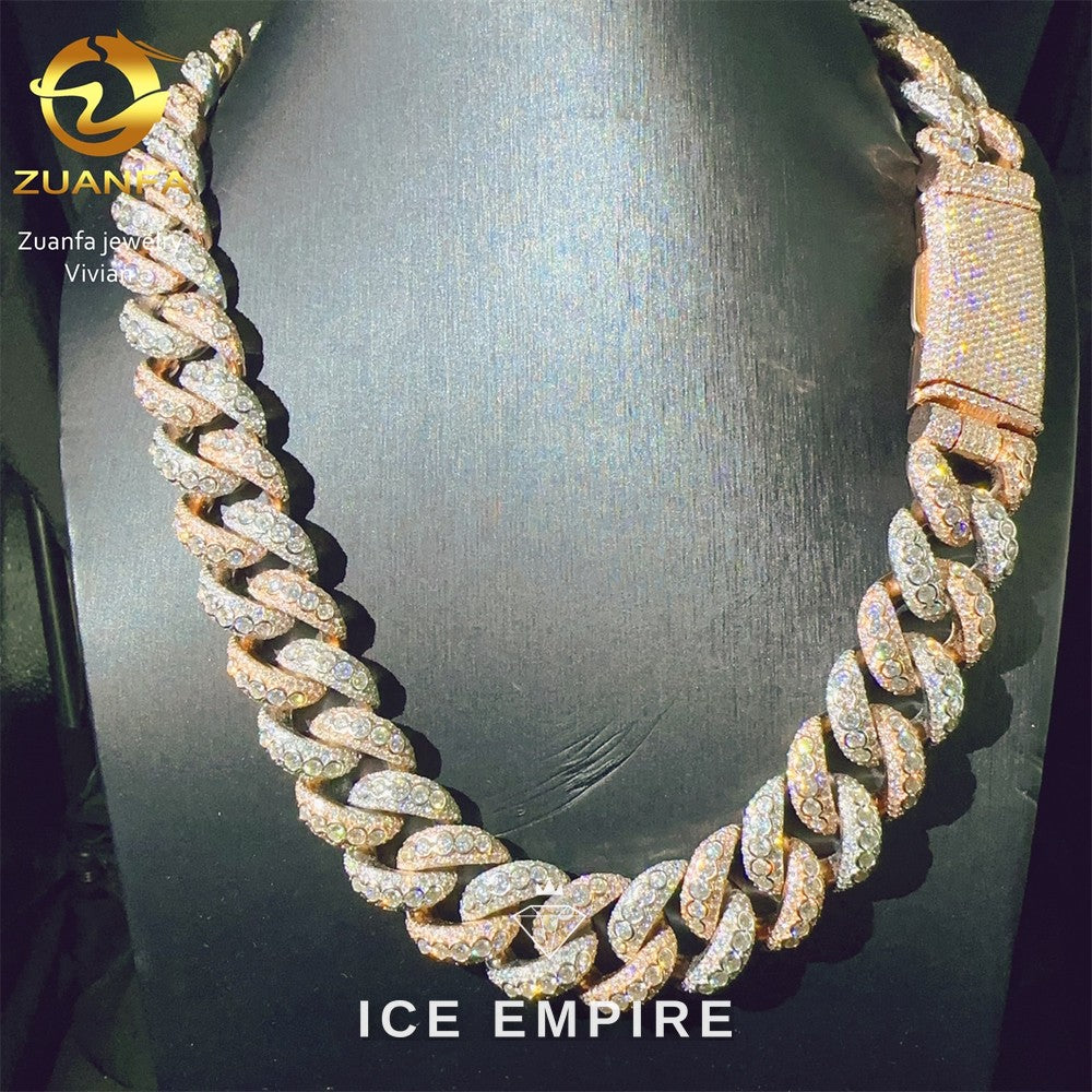 Iced Out Rose Gold Plated Moissanite Cuban Chain