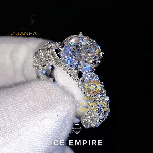 Iced Out Baguette 10K Gold Moissanite Engagement Ring