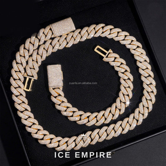 Iced Out Gold Plated Moissanite Cuban Chain