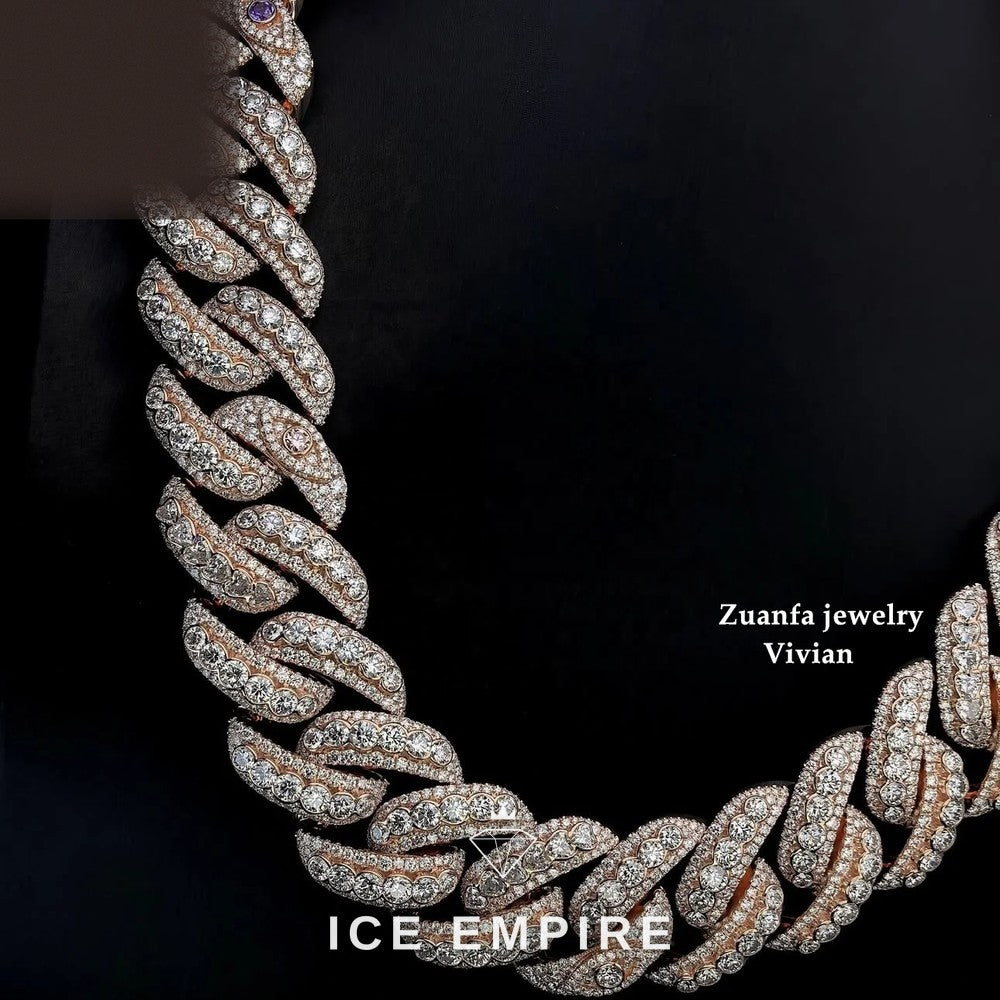 Iced Out Rose Gold Plated Moissanite Cuban Chain