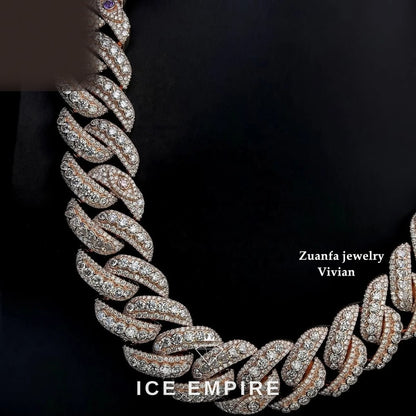 Iced Out Rose Gold Plated Moissanite Cuban Chain