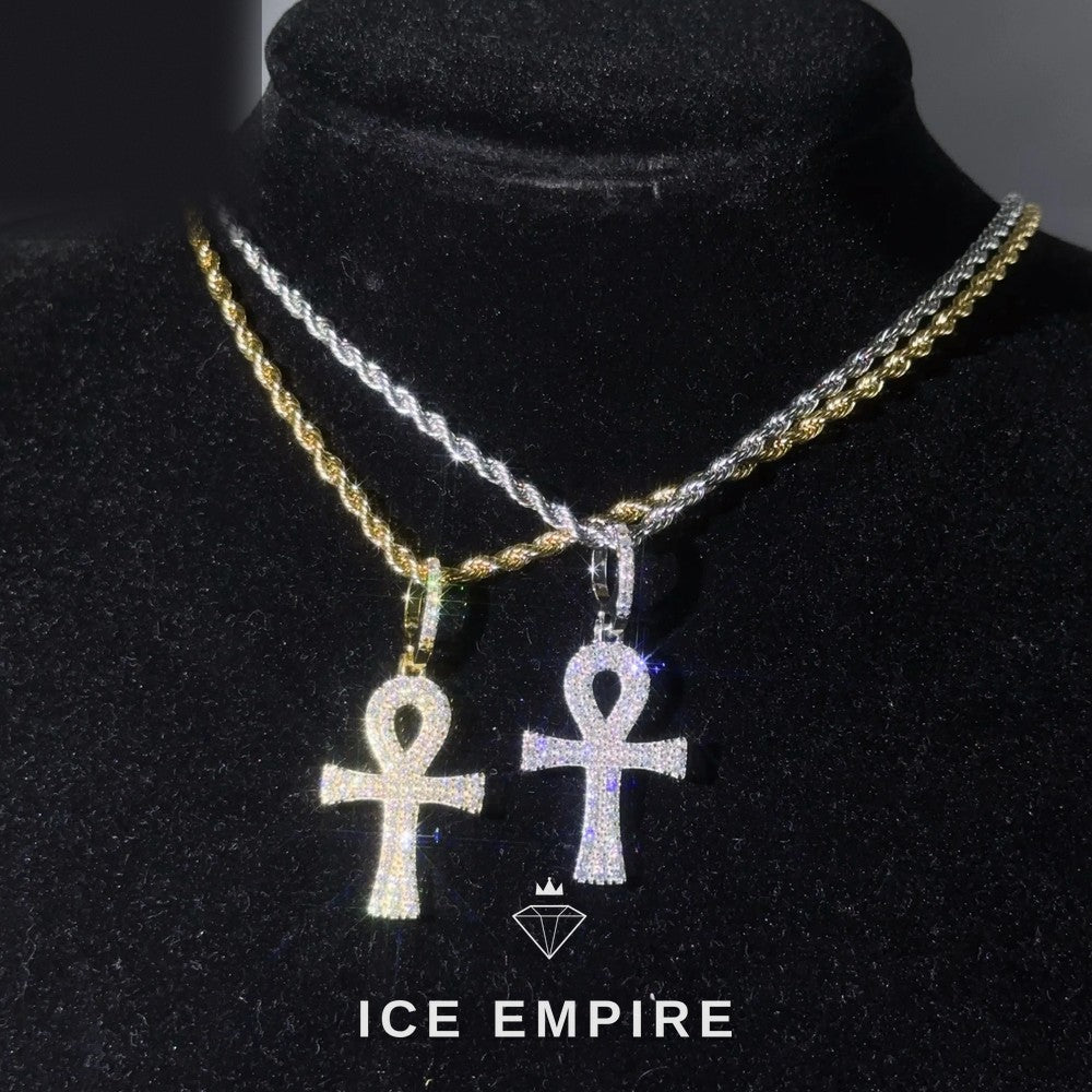 Iced Out Cross Rose Gold Plated Pendant