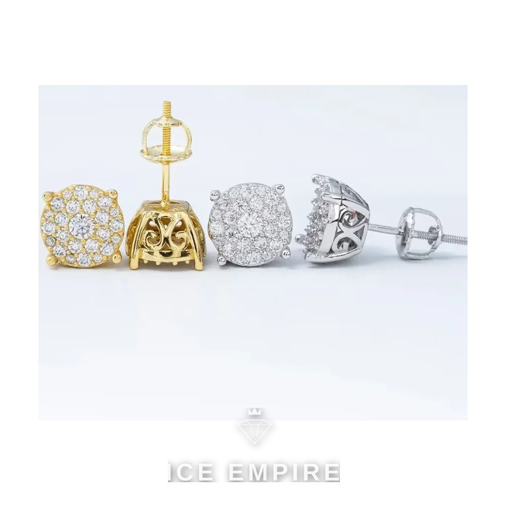Iced Out 925 Silver Moissanite Stud Earrings