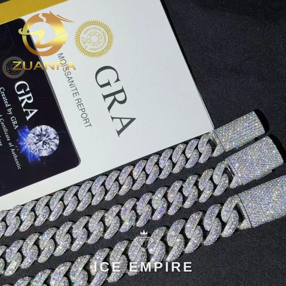 Iced Out 925 Silver Moissanite Cuban Chain