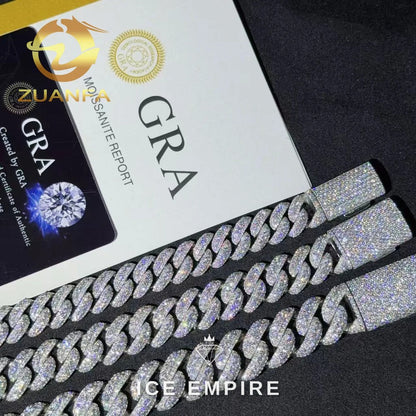 Iced Out 925 Silver Moissanite Cuban Chain