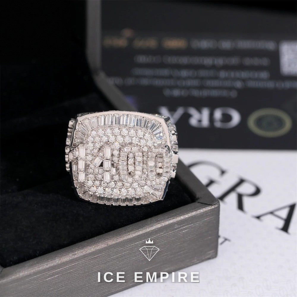 Iced Out Baguette Rose Gold Plated Moissanite Ring