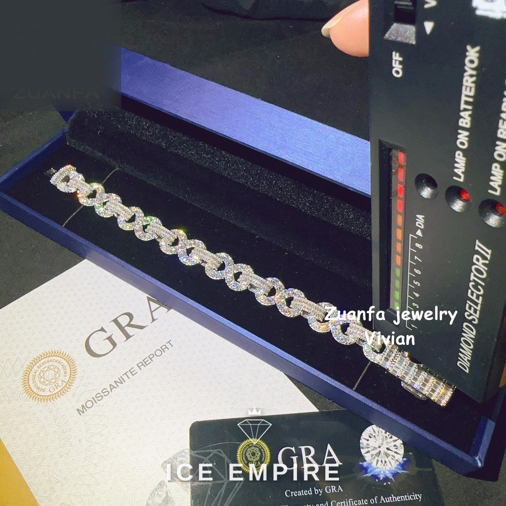 Iced Out Cross Rose Gold Plated Moissanite Cuban Chain