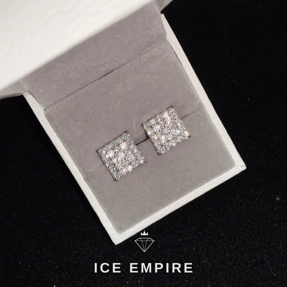 Iced Out Cross Gold Plated Moissanite Earrings