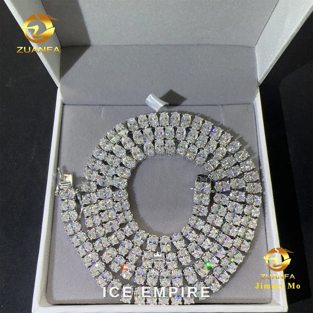 Iced Out Cluster 925 Silver Moissanite Cuban Chain