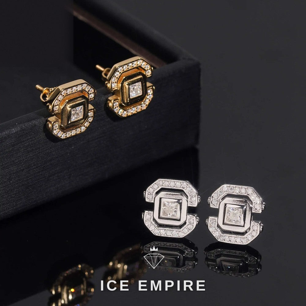 Iced Out Rose Gold Plated Moissanite Earrings