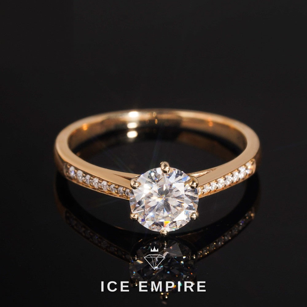 Iced Out 10K Gold Moissanite Engagement Ring