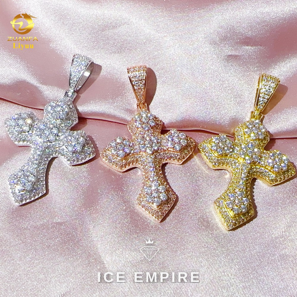 Iced Out Cross 925 Silver Pendant